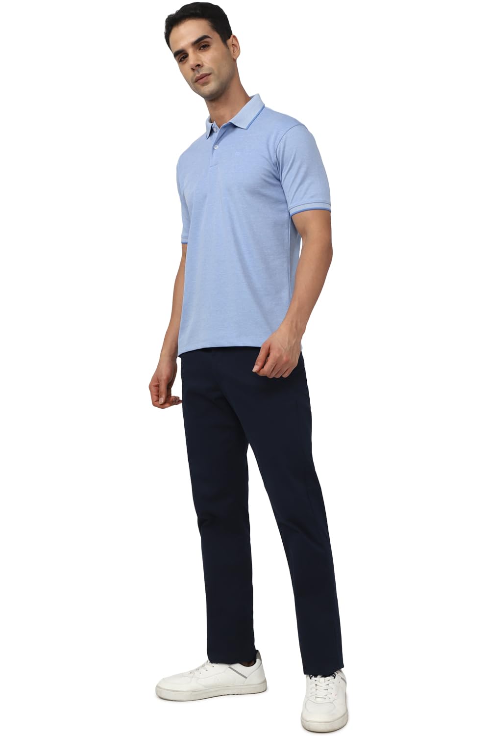 Peter England Men Polo T-Shirt - Light Blue - Image 2