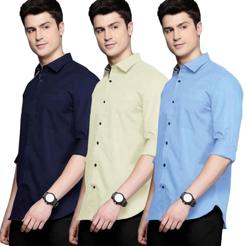 Pinkmint Men's Cotton Blend Long Sleeve Shirts