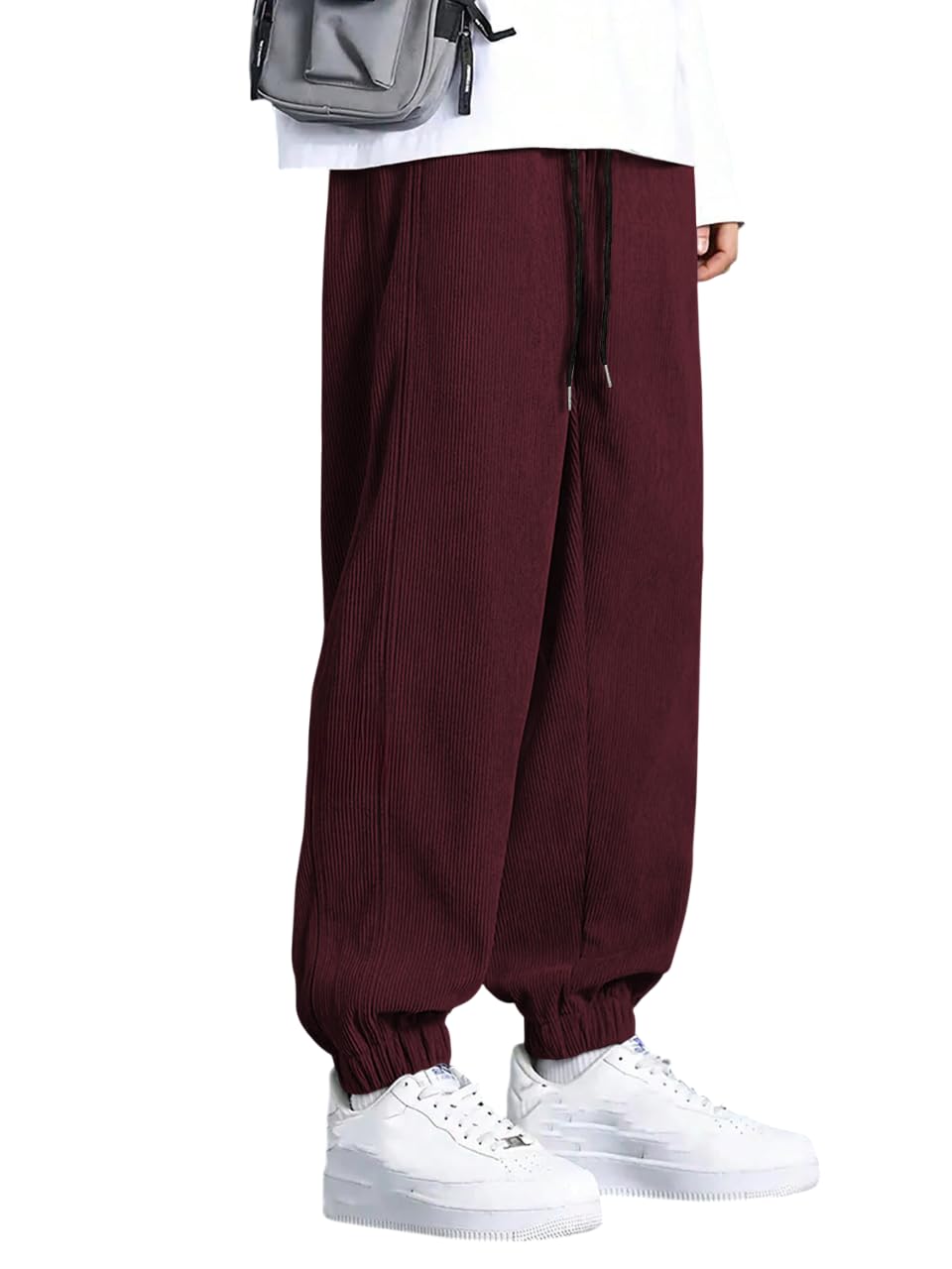 GRECIILOOKS Men's Lycra Cargo Track Pants - Maroon