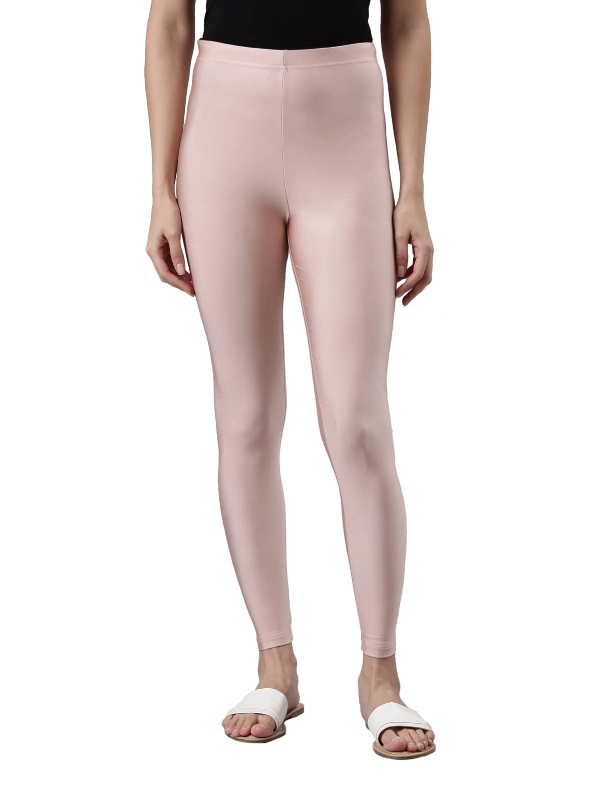 GO COLORS Shimmer Leggings for Women - Rose Gold