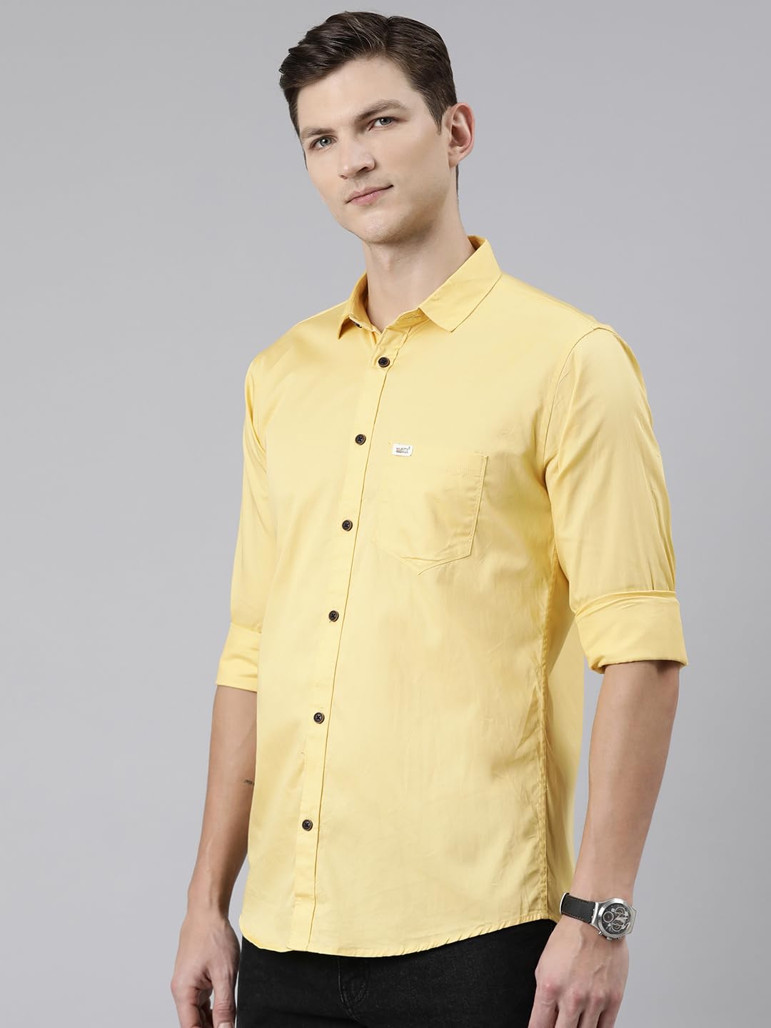Majestic Man Casual Shirt for Men - Pale Yellow - Image 3