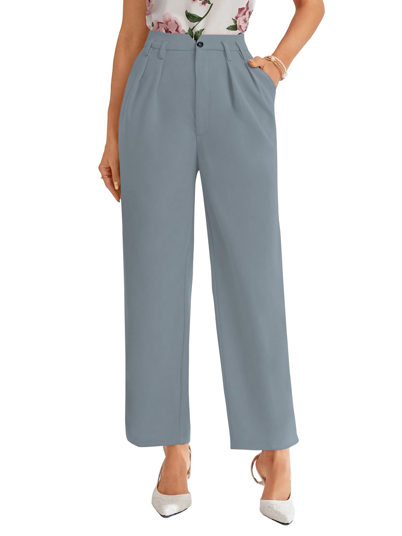 Shasmi Women's Sky Blue Pleated Trousers