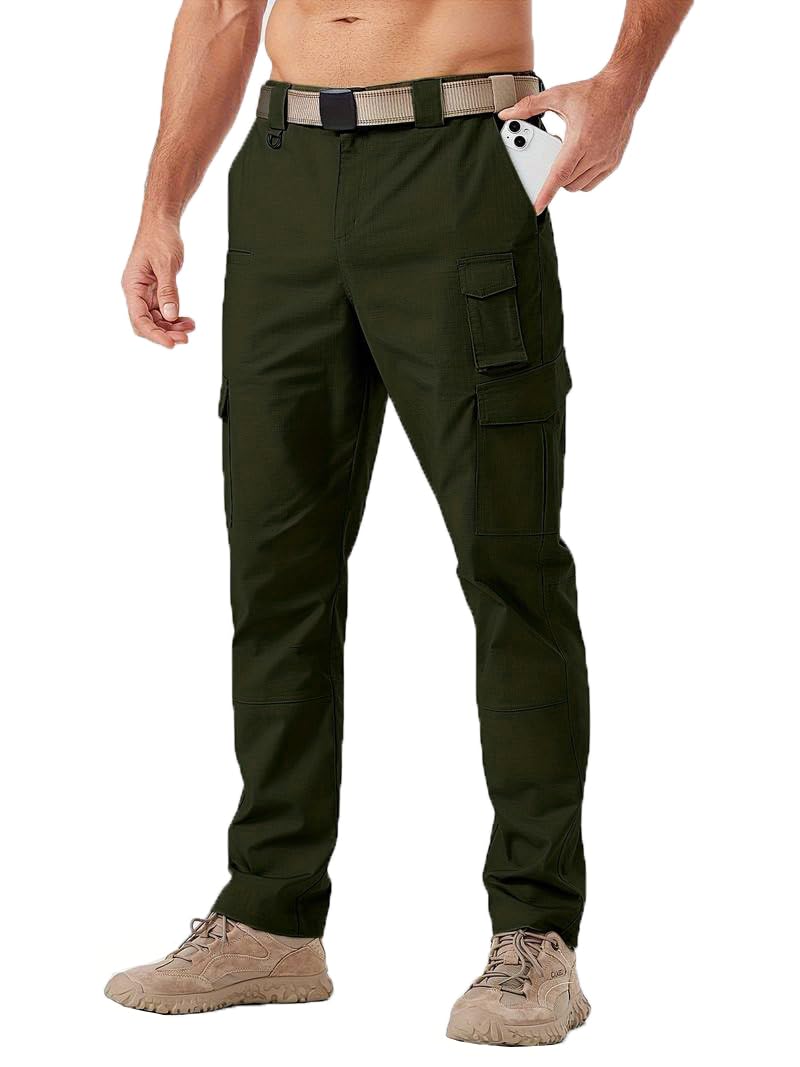 TOPLOT Men Tactical Cargo Pants - Olive