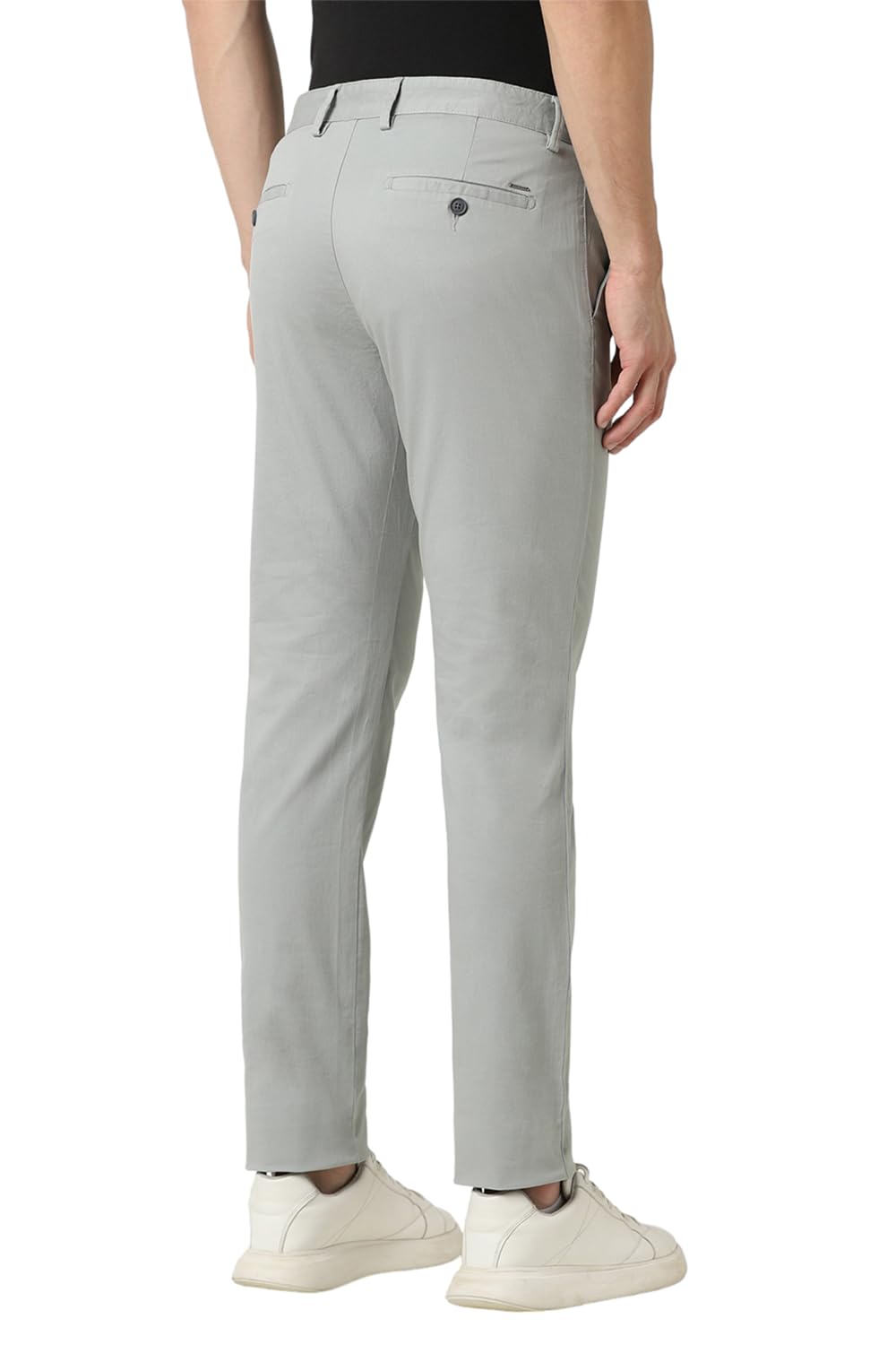 Peter England Men's Mid Rise Slim Casual Pants - Grey - Image 3