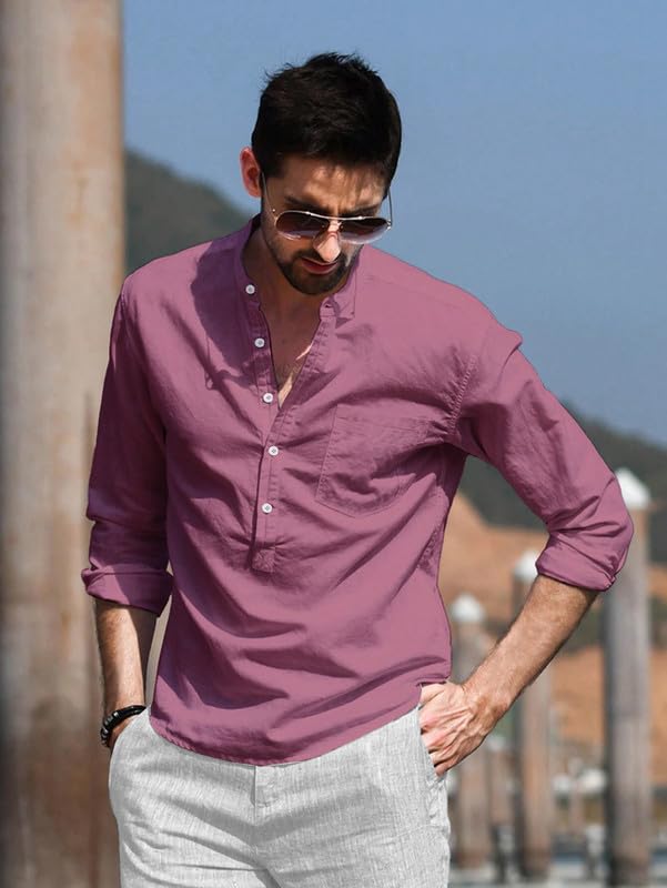 BE ACTIVE Men's Solid Shirt - Pink - Image 3