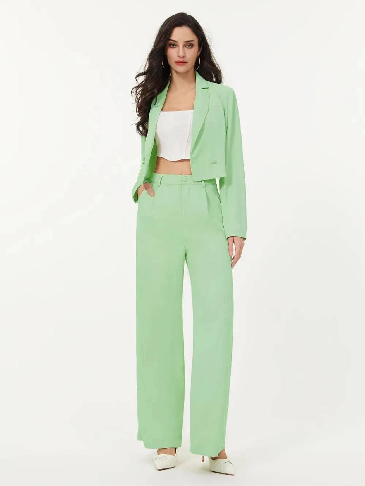 KOTTY Women's Blazer and Trouser Set - Light Green - Image 5