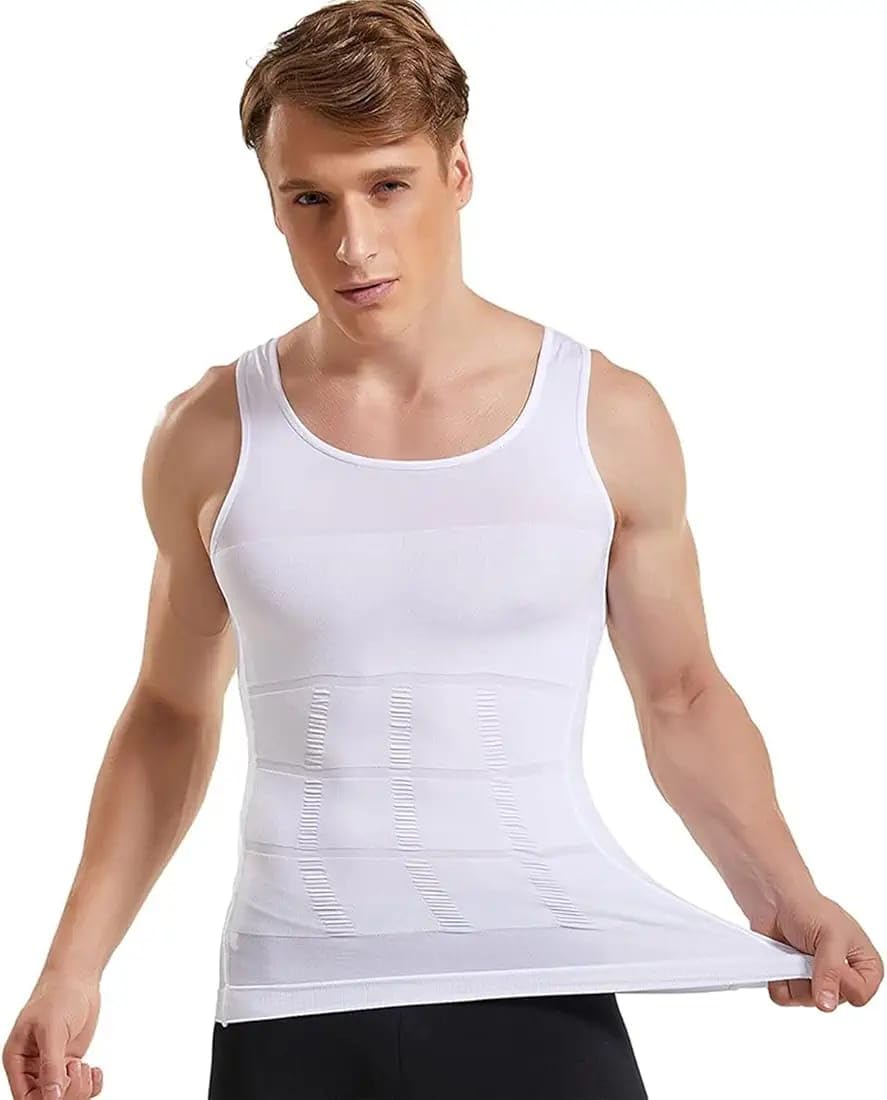 ANSHI Men's Compression Tank Top - White