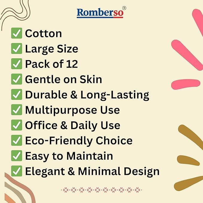 Romberso Men's Cotton Handkerchiefs - Multi-Color - Image 3