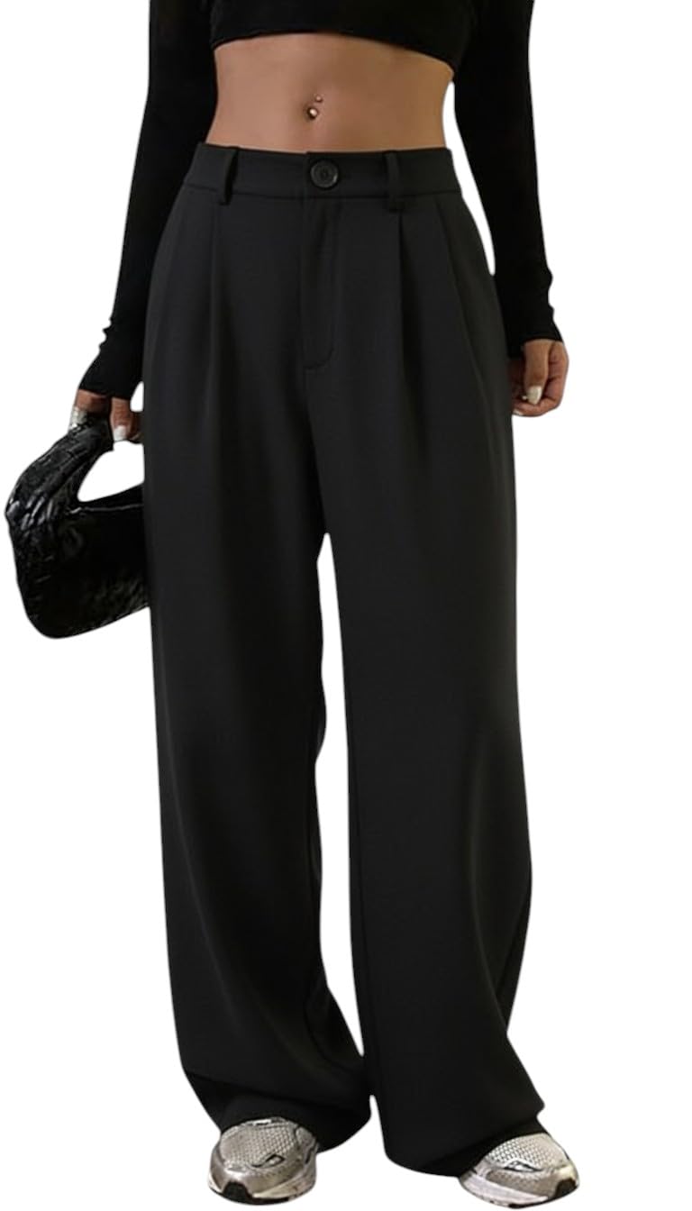 OOMPH! Women's High-Waisted Trousers - Jet Black