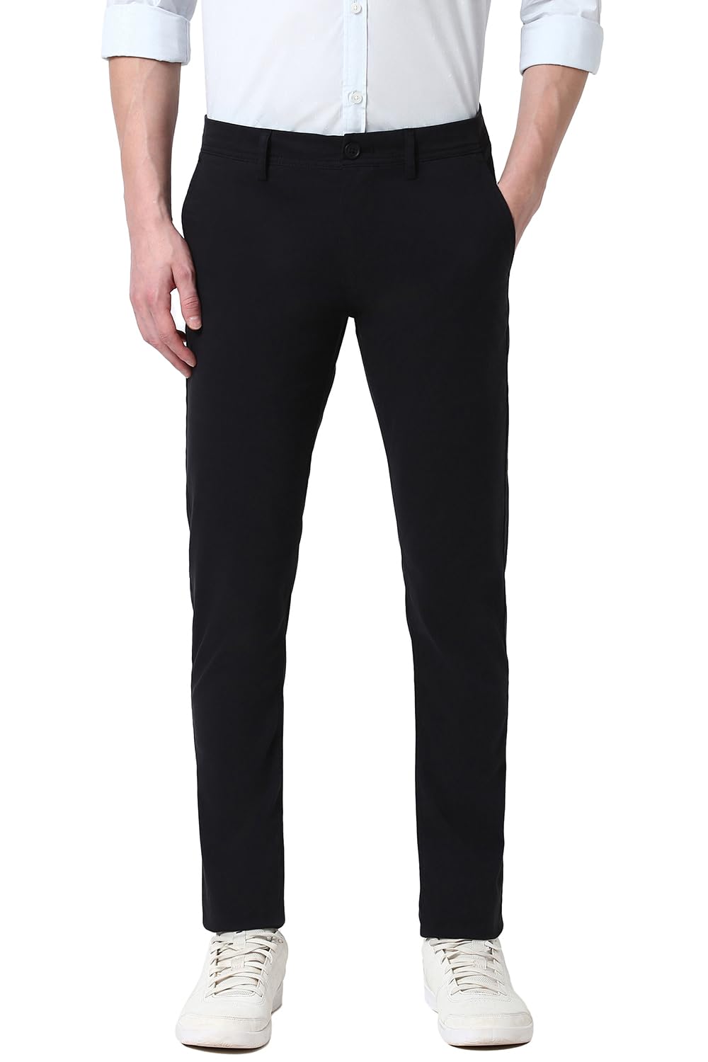 Peter England Men's Skinny Casual Pants - Black