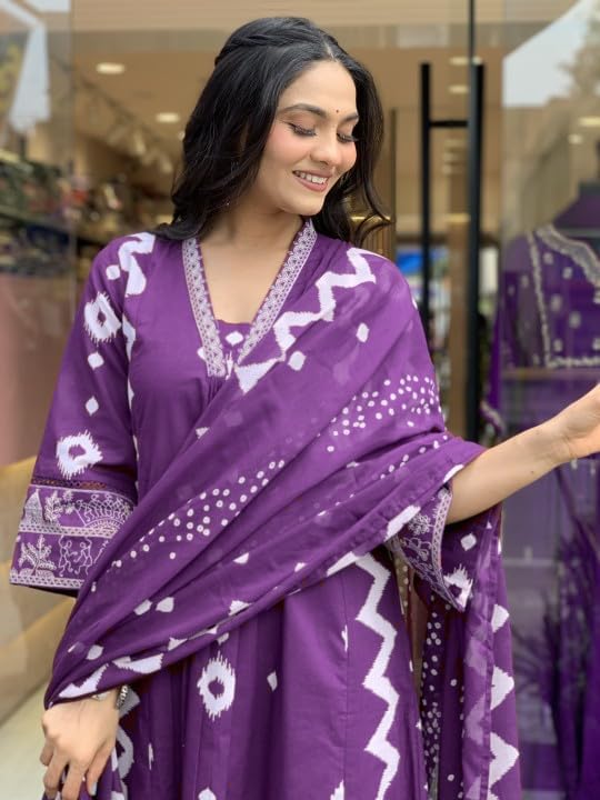 Rangnavi Purple Cotton Anarkali Kurta Set for Women - Image 3