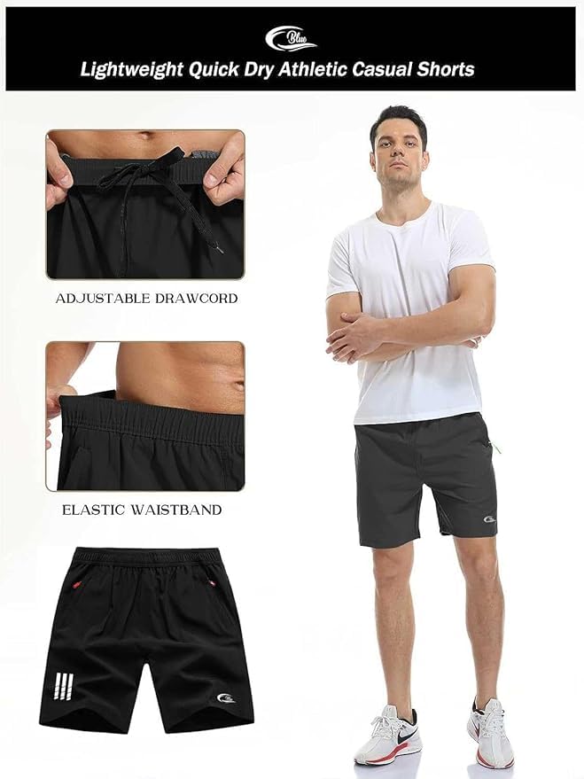 CBlue Men's Sports Shorts - Jet Black Quick Dry - Image 5