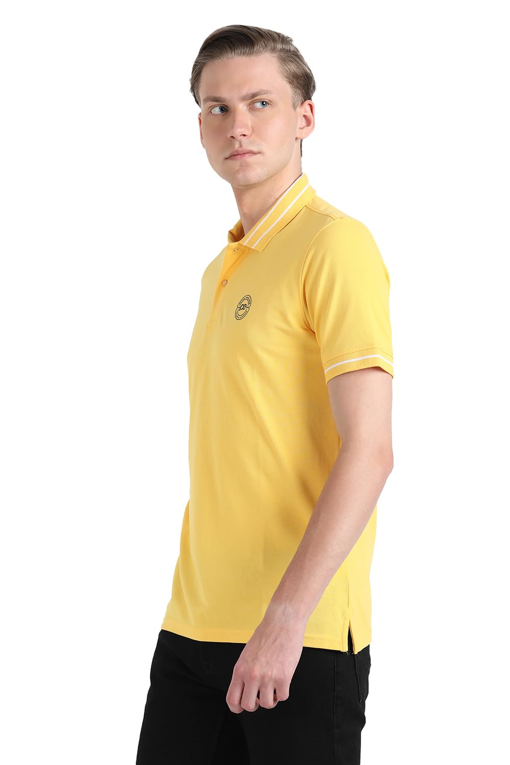 Peter England Men's Pique Polo T-Shirt - Yellow - Image 2