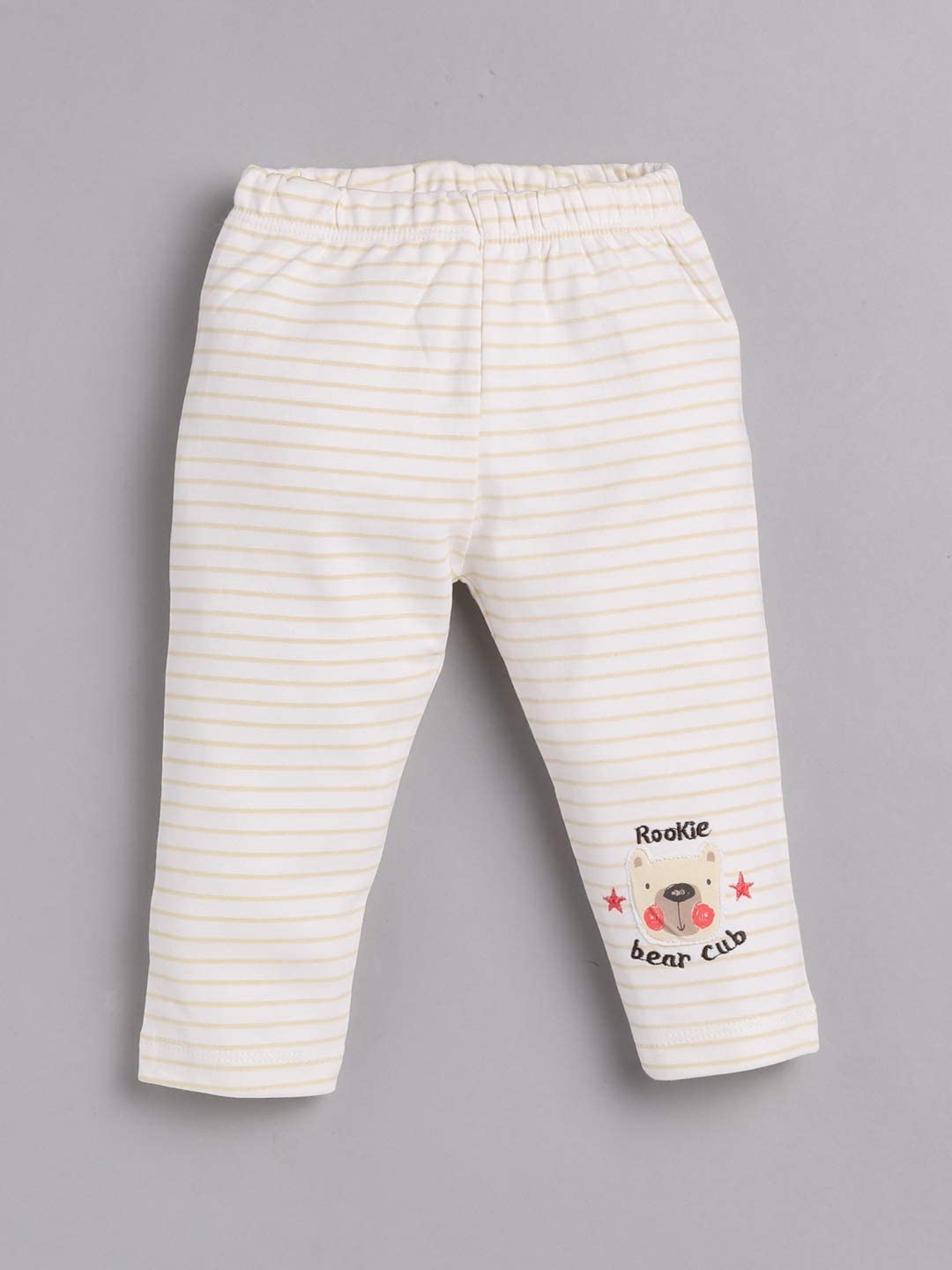 Baby Go Unisex Beige Cotton Graphic Casual Pants - Image 3