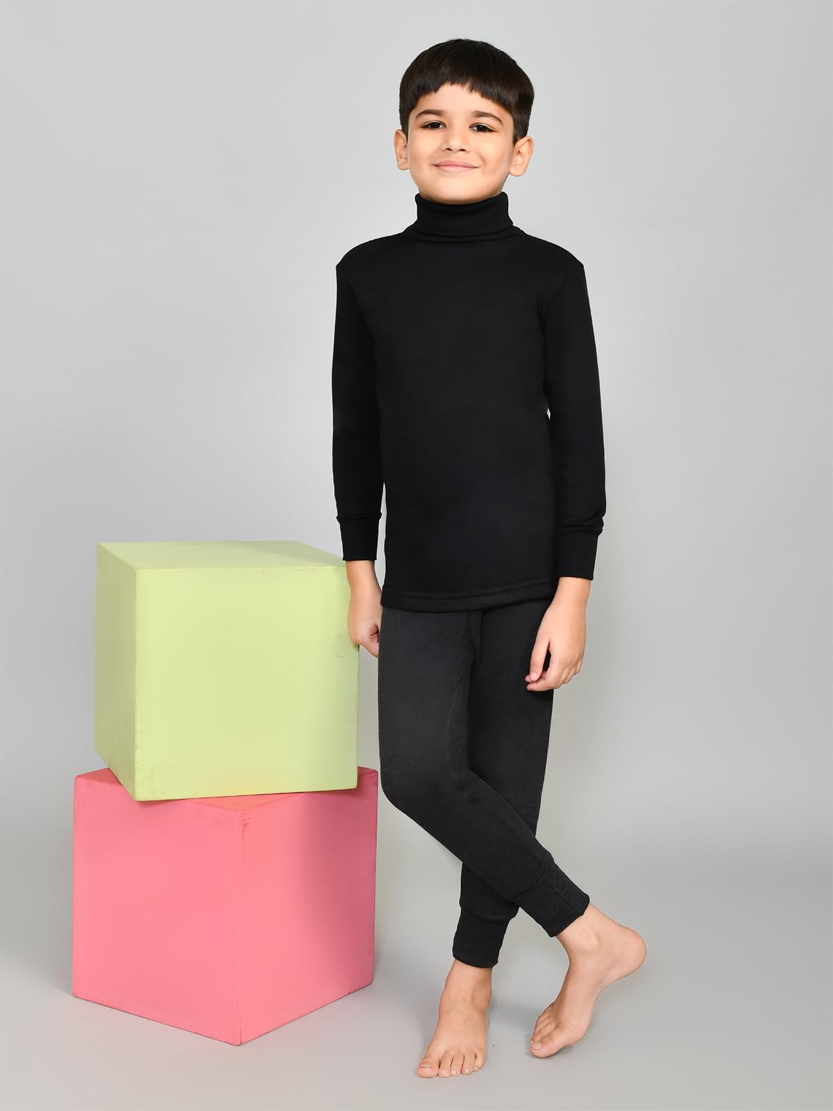 Lux Cott Wool Boys Thermal Top - Black - Image 5