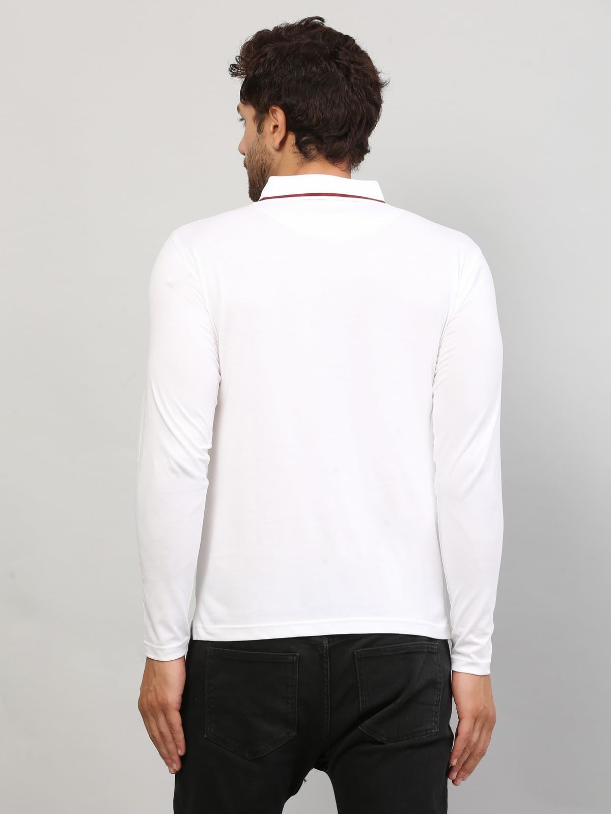 ALARM Polo Shirt for Men with Pocket - White Brown - Image 3
