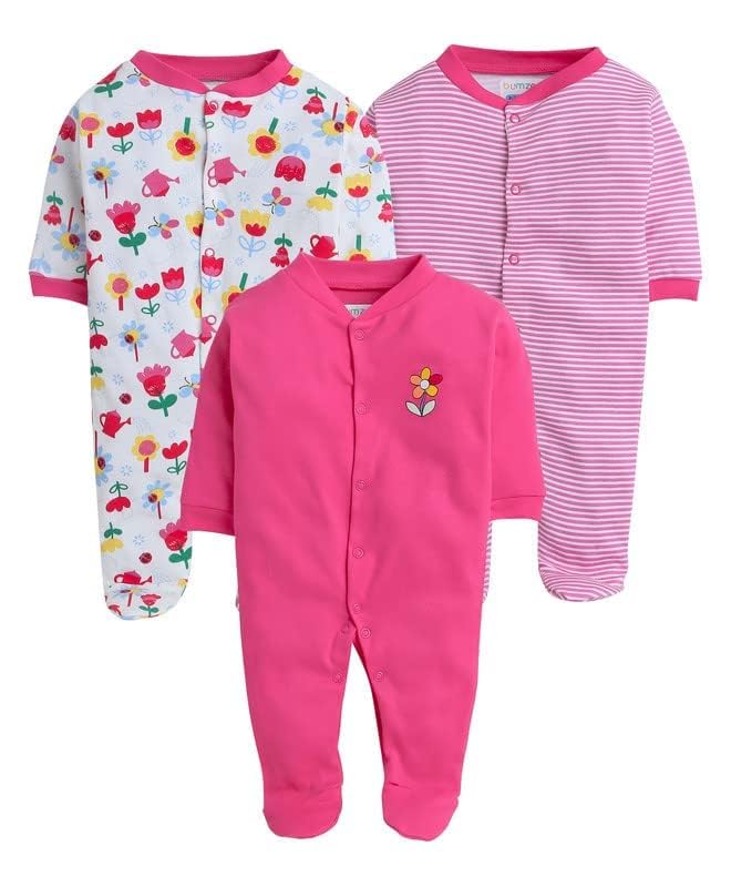 SMILEY Baby Rompers Full Sleeve Sleepsuits - Dark Pink