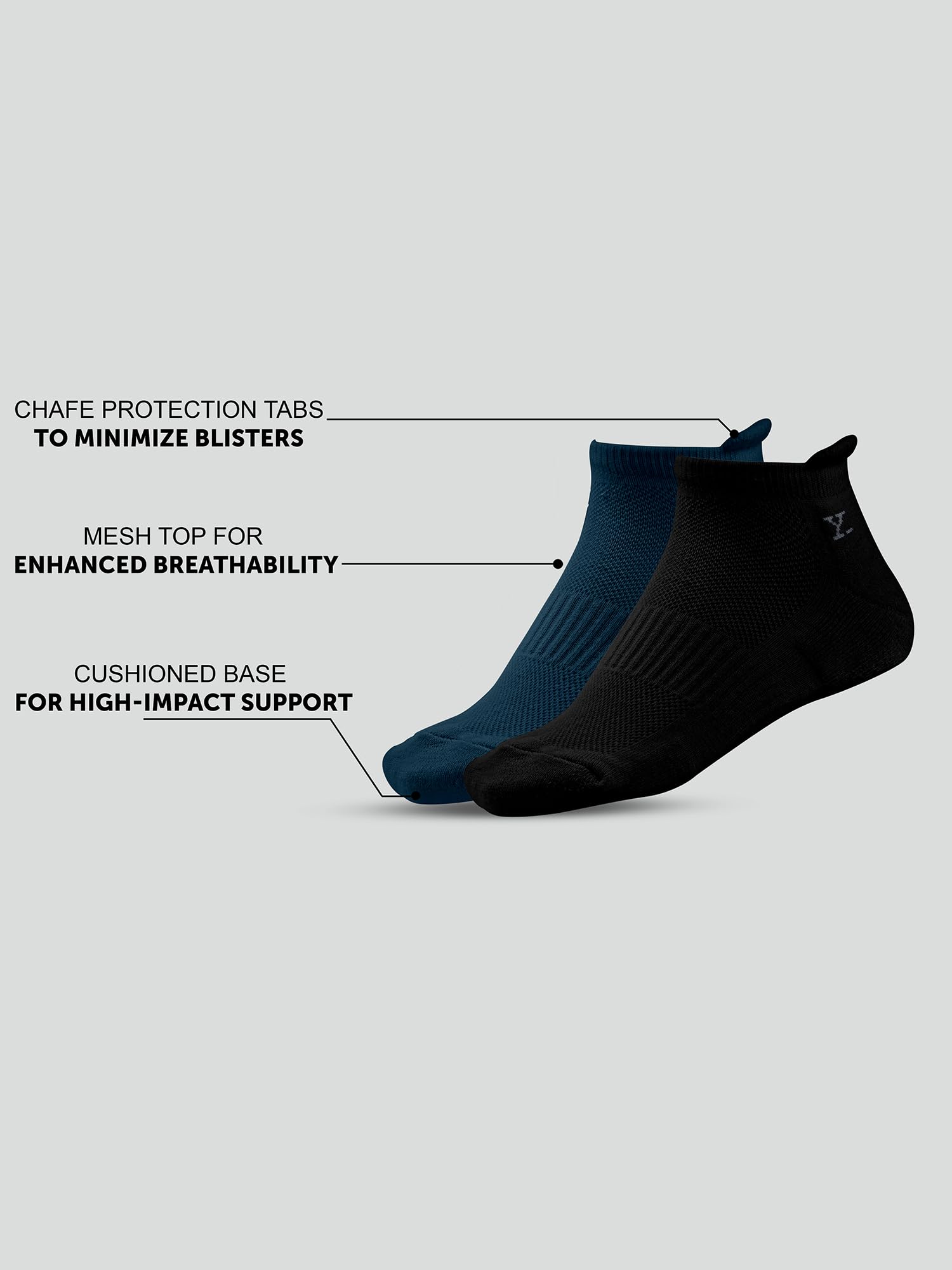 XYXX Men's Ankle Socks - Black & Blue - Image 3