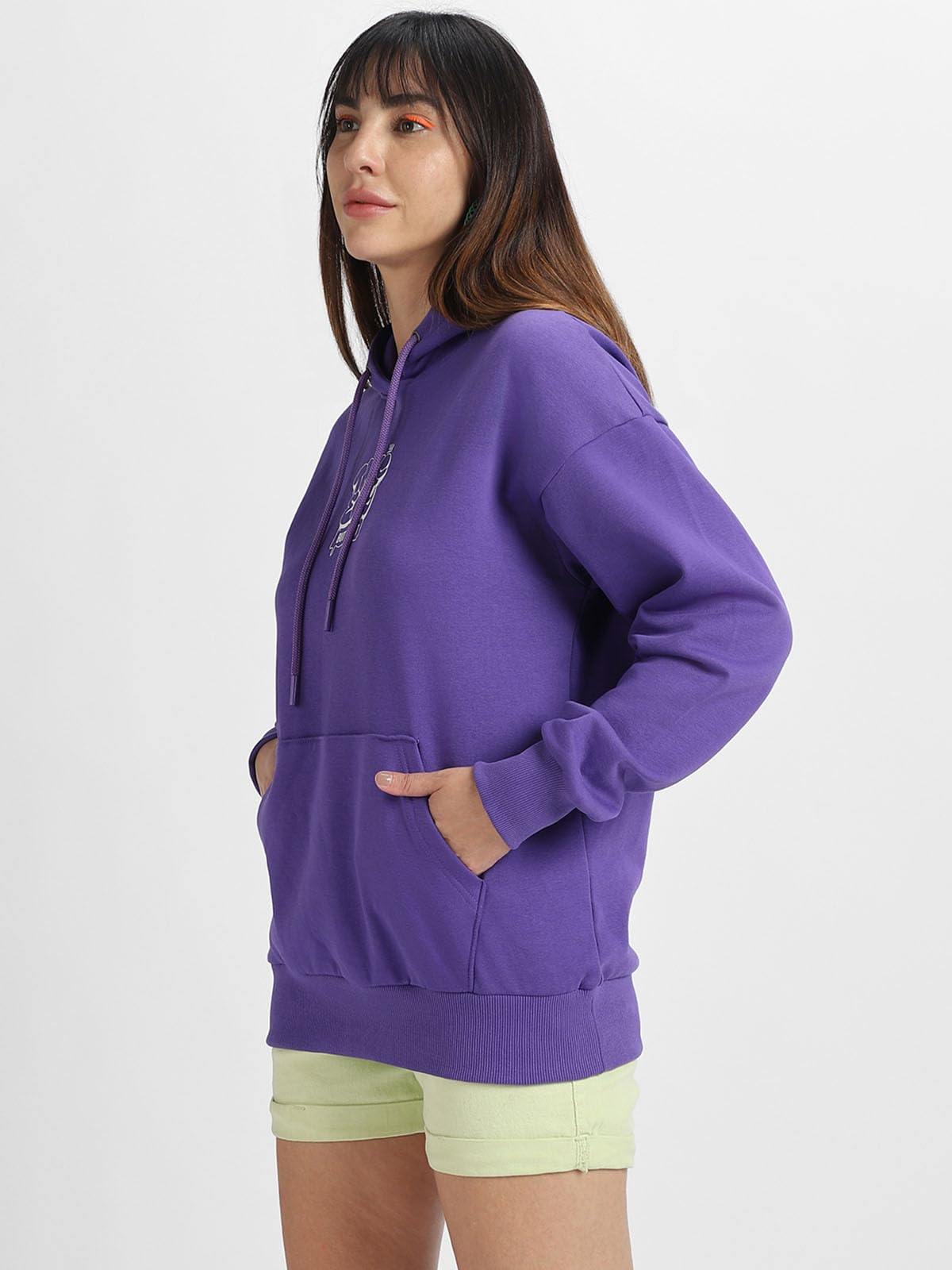 JUNEBERRY Purple Graphic Hoodie for Women - Image 4