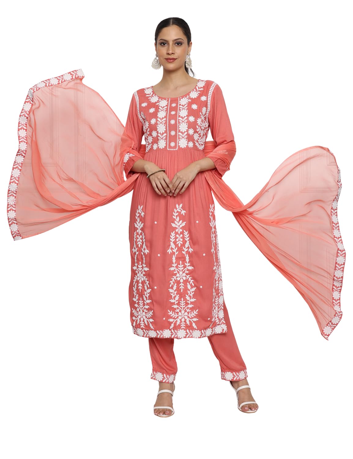 Kaari Women's Chikankari Kurta Set with Dupatta