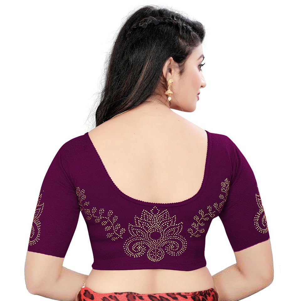 PU Fashion Women's Golden Stone Work Blouse - Maroon