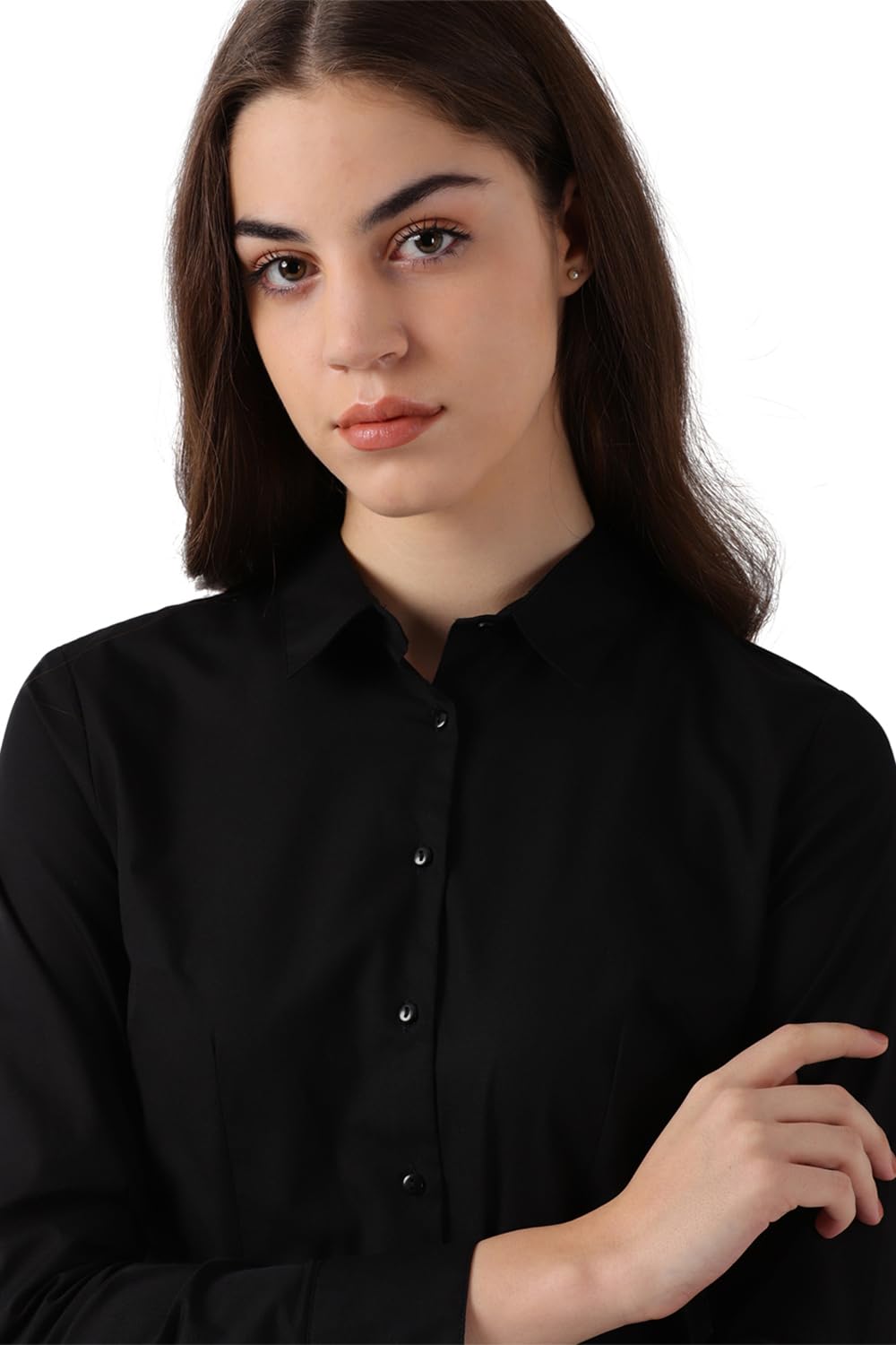 Van Heusen Women's Cotton Solid Shirt - Black - Image 4