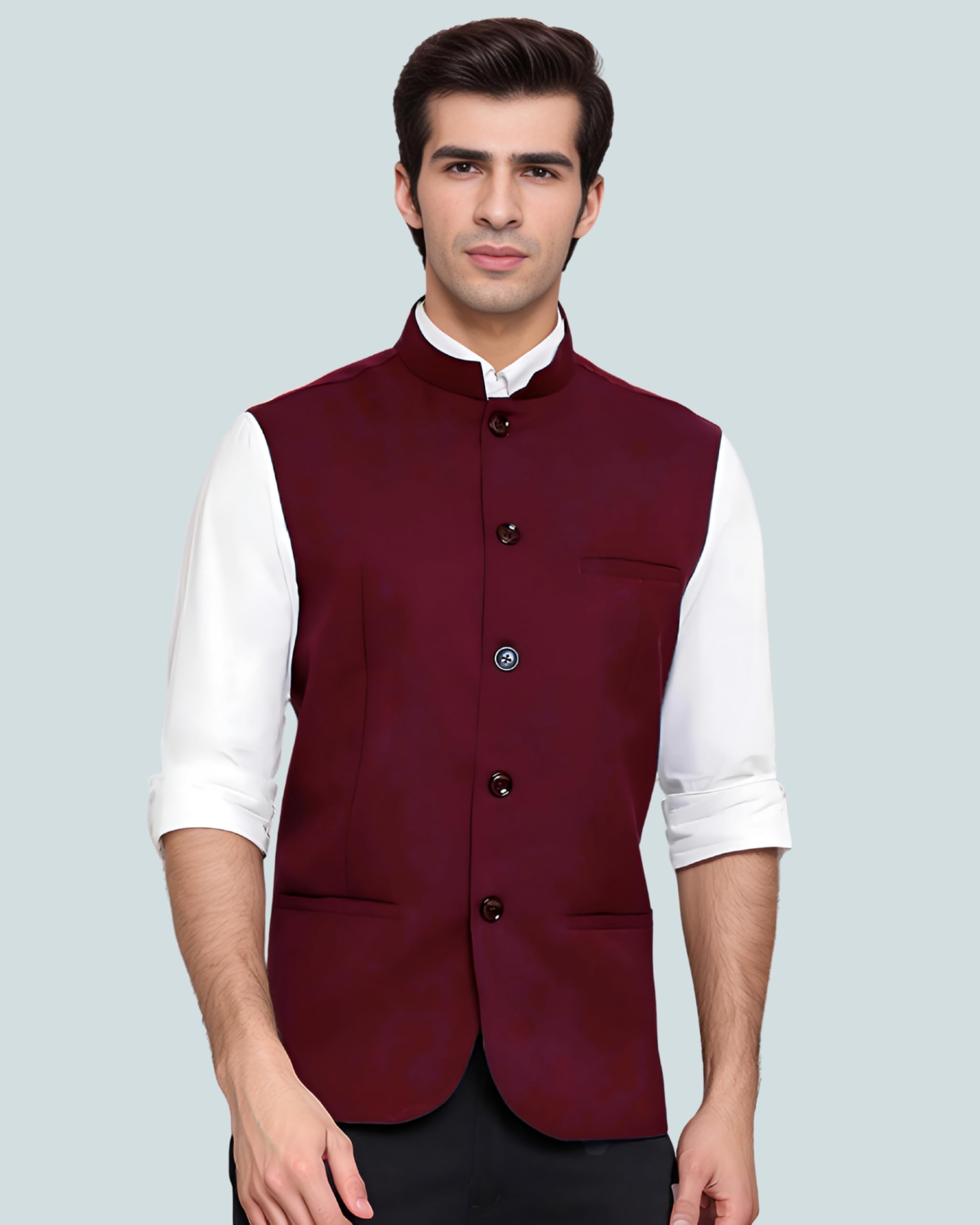 ROCKSY Maroon Nehru Jacket for Men - Image 5