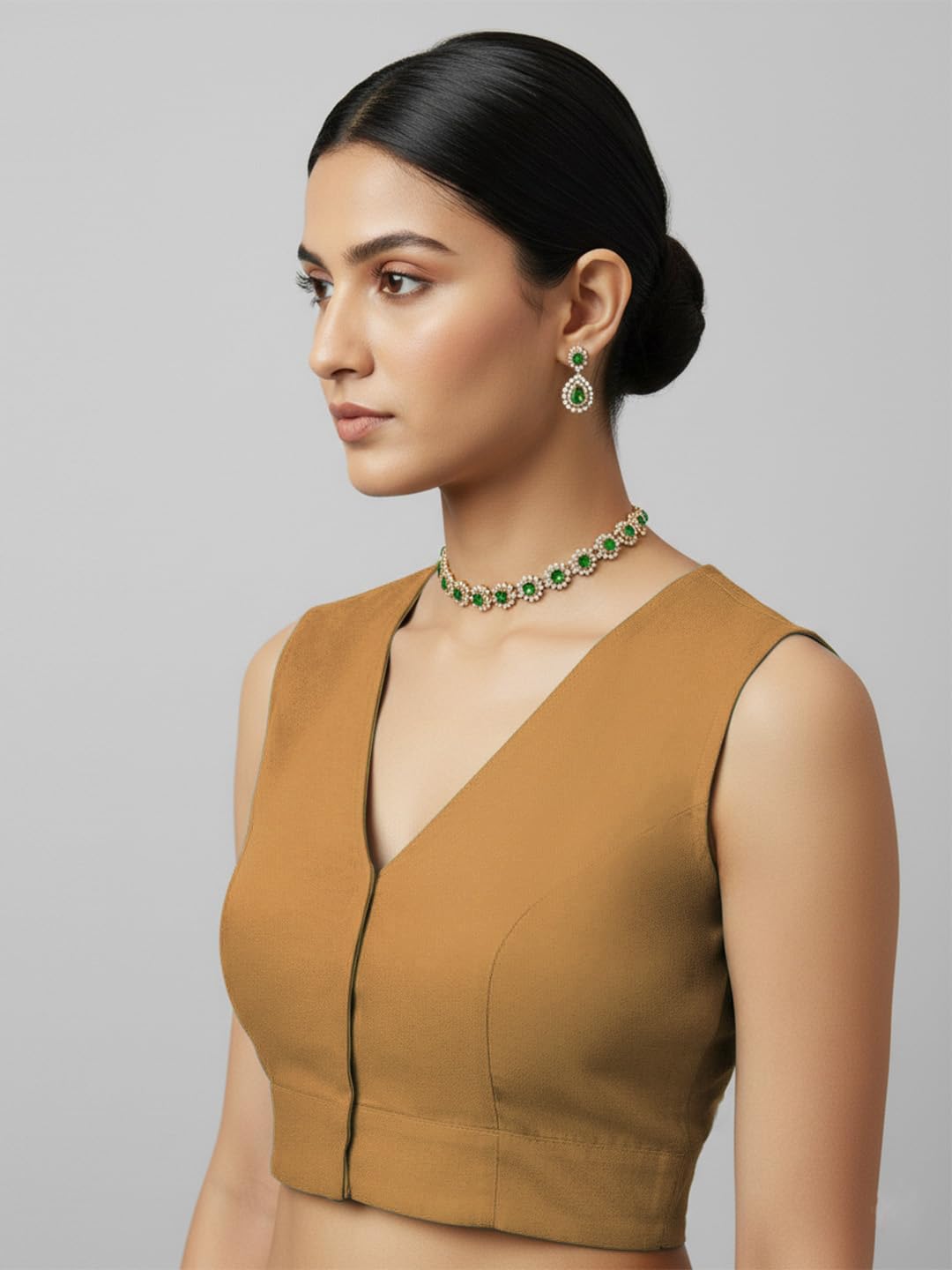 Thevasa Beige Crop Top Blouse for Women - Image 3