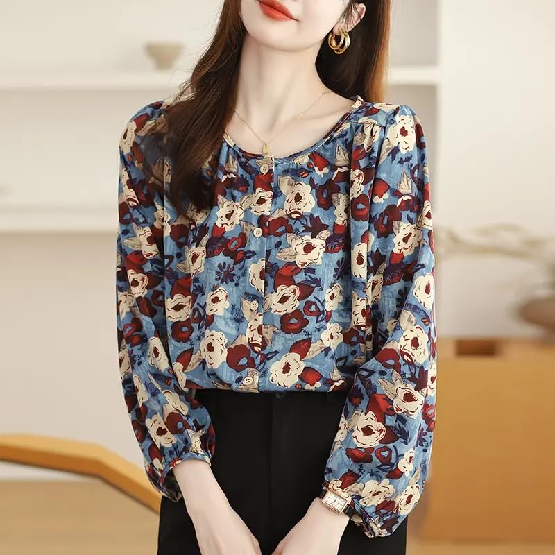 Trendy Blue Printed Shirt for Women - Image 2