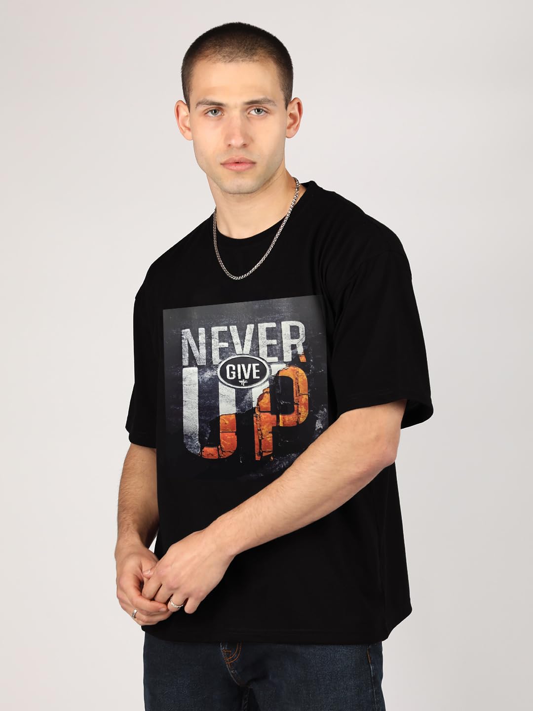 CHKOKKO Printed Round Neck T Shirt for Men - Black - Image 5