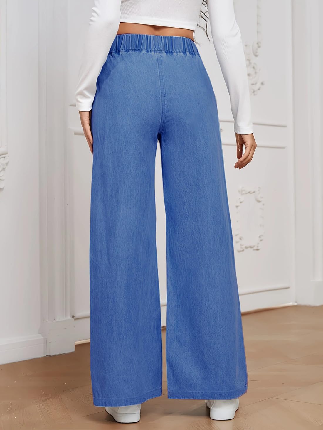 ADBUCKS Women's Wide Leg Jeans - Blue - Image 3