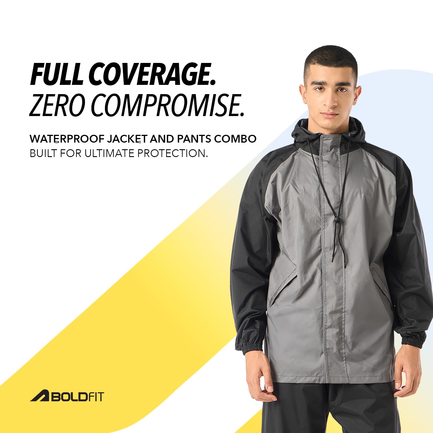 Boldfit Rain Coat for Men and Women - Waterproof Grey - Image 2