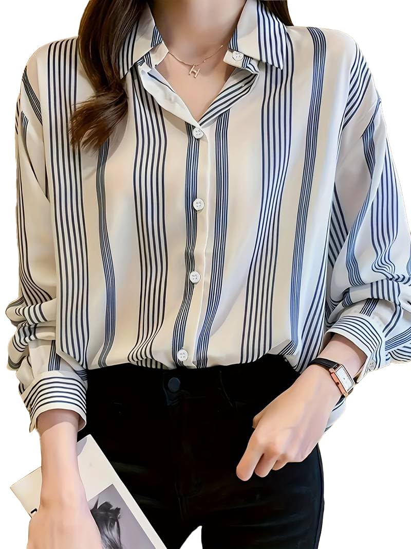 TADKEE Women Cotton Blend Striped Shirt