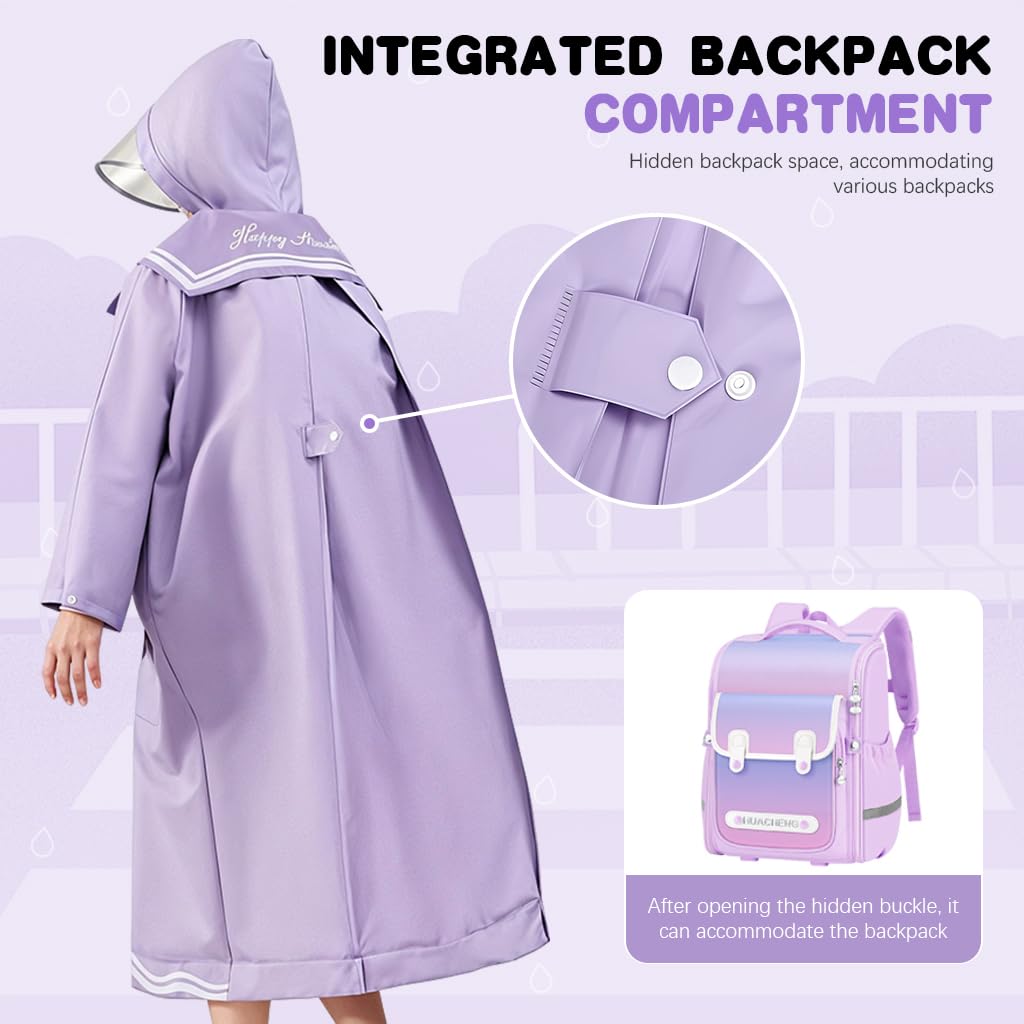 SNOWIE Kids Raincoat - Transparent Dinosaur Print - Image 3