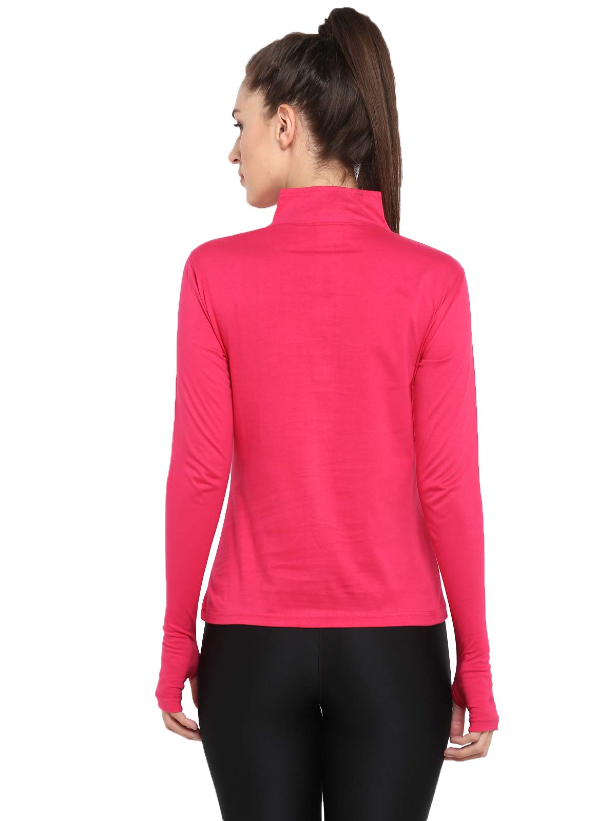 Ap'pulse Women's Long Sleeve 1/4 Zip Hi Neck Tshirt - Image 3