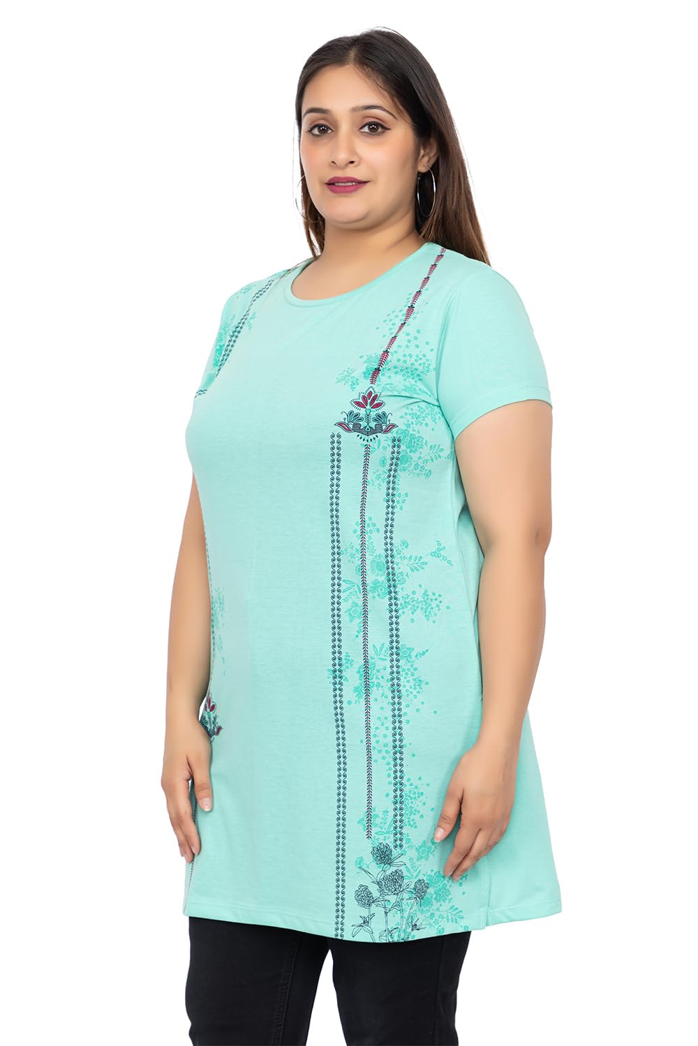 Star Fashion Women Printed Tshirt - Aqua Blue - Image 3