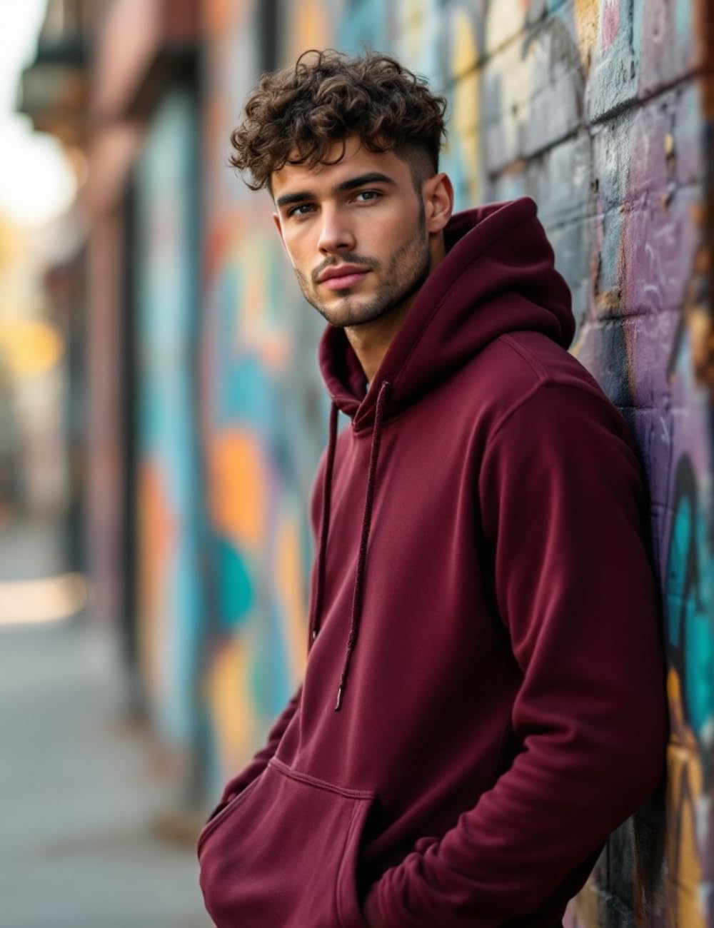Glowic Men's Maroon Oversized Hoodie - Image 4