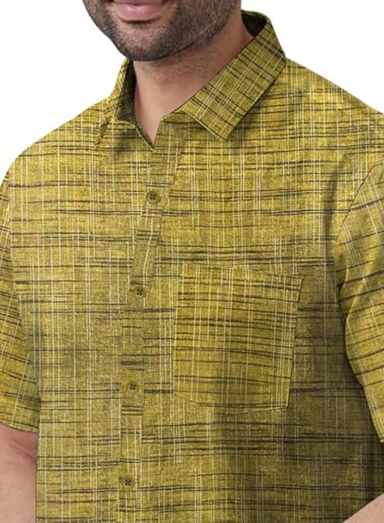 Parrot Khadi Cotton Shirt for Men - Green Striped - Image 3