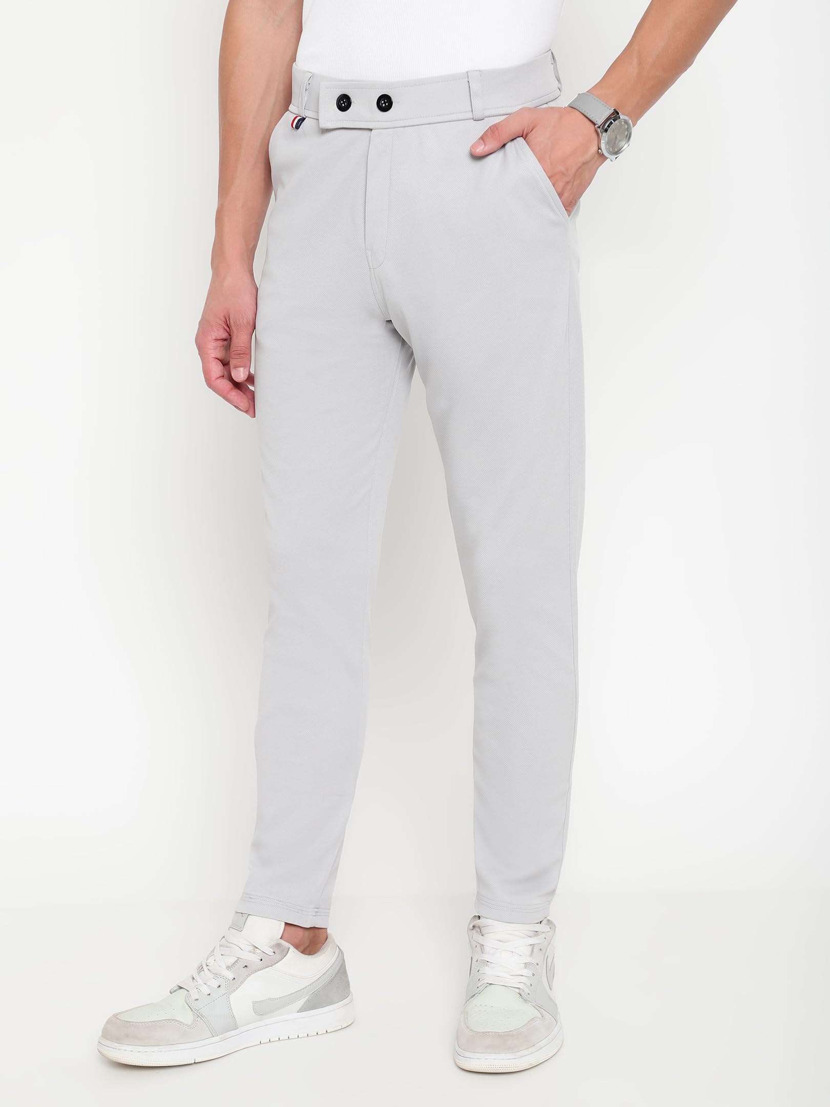 AVANOVA Men's Light Grey Slim Fit Trousers - Image 2