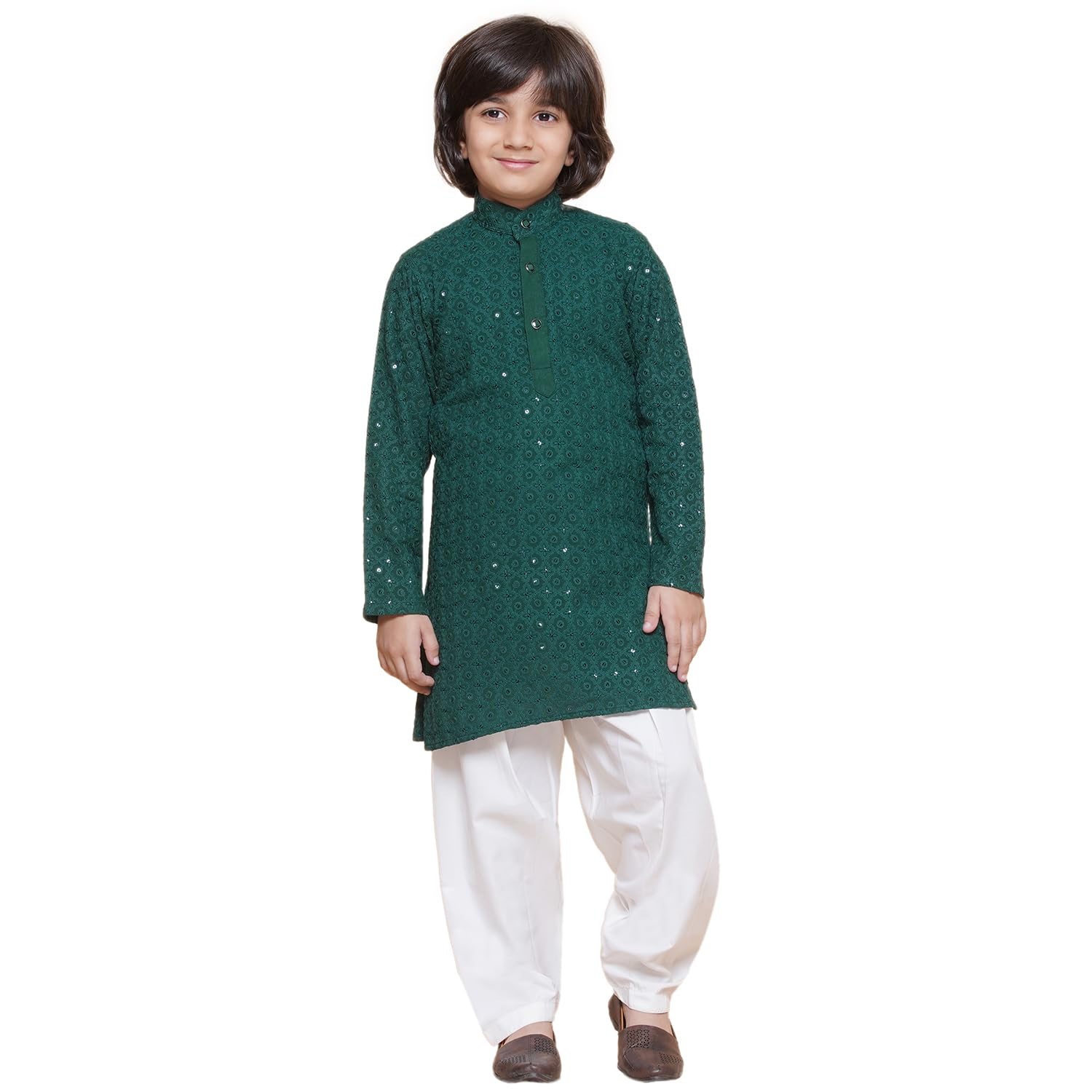 AJ DEZINES Teal Chikankari Kurta Pajama for Boys