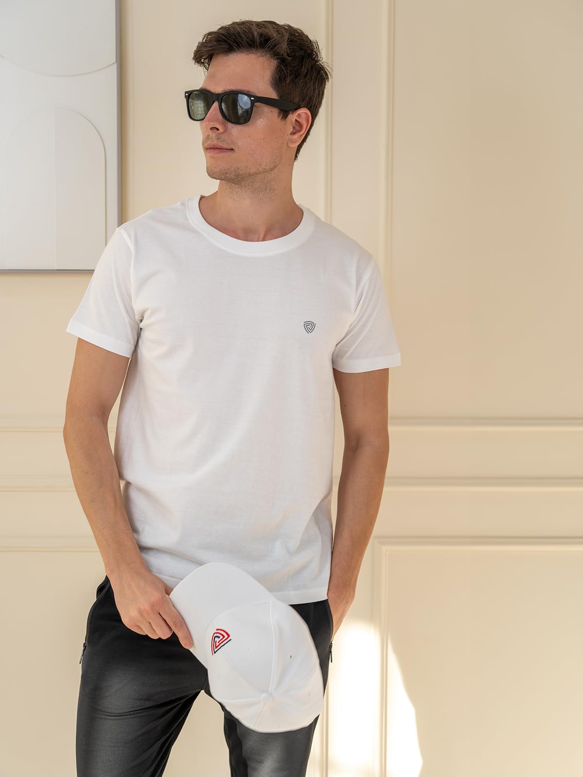 Lux Cozi Men's Black and White Round Neck T-Shirt - Image 5