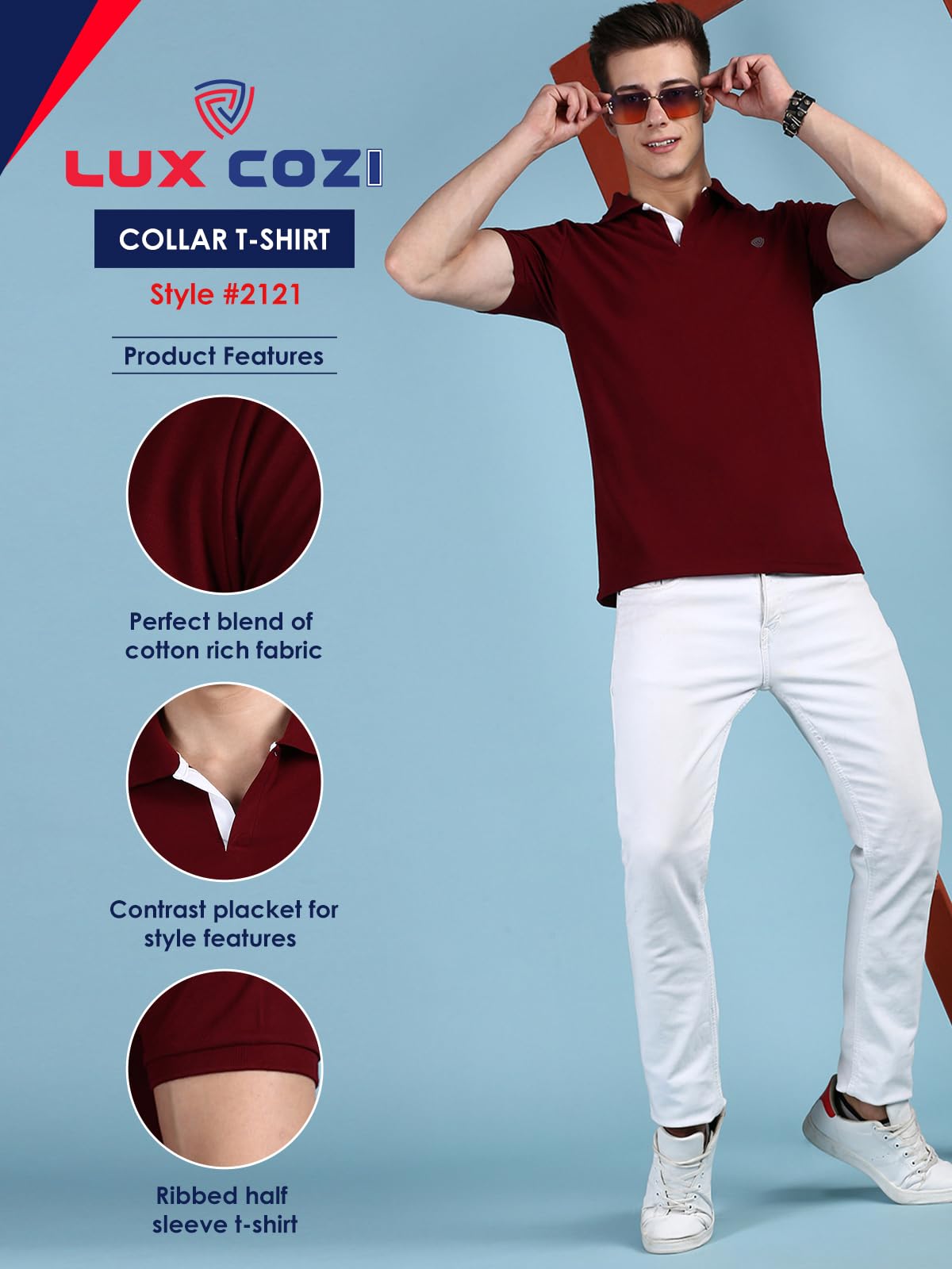 Lux Cozi Men's Polo Neck T-Shirt - Pale Green - Image 2