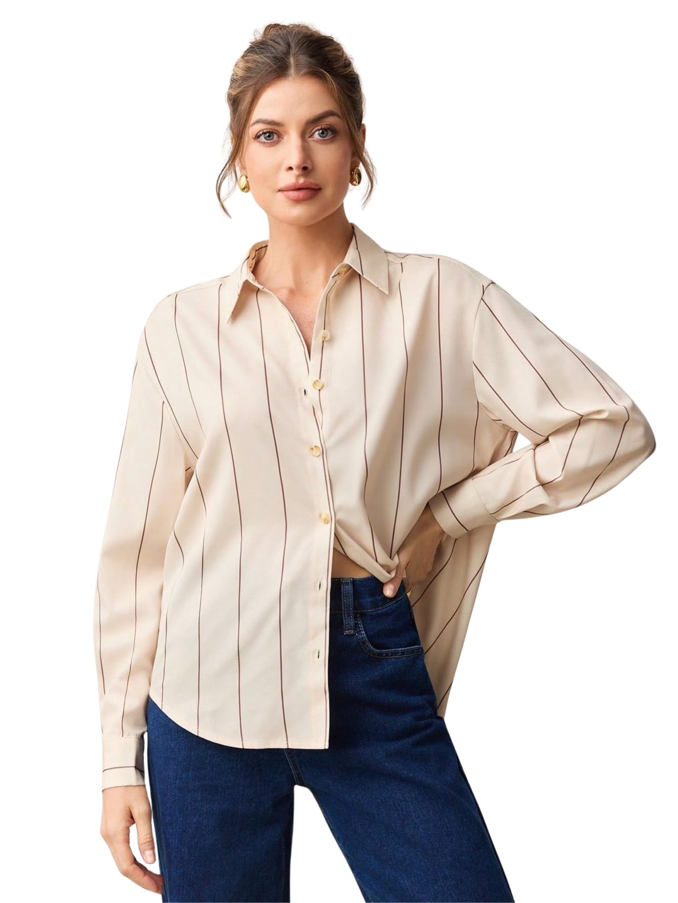 Aahwan Solid Button Up Shirt for Women