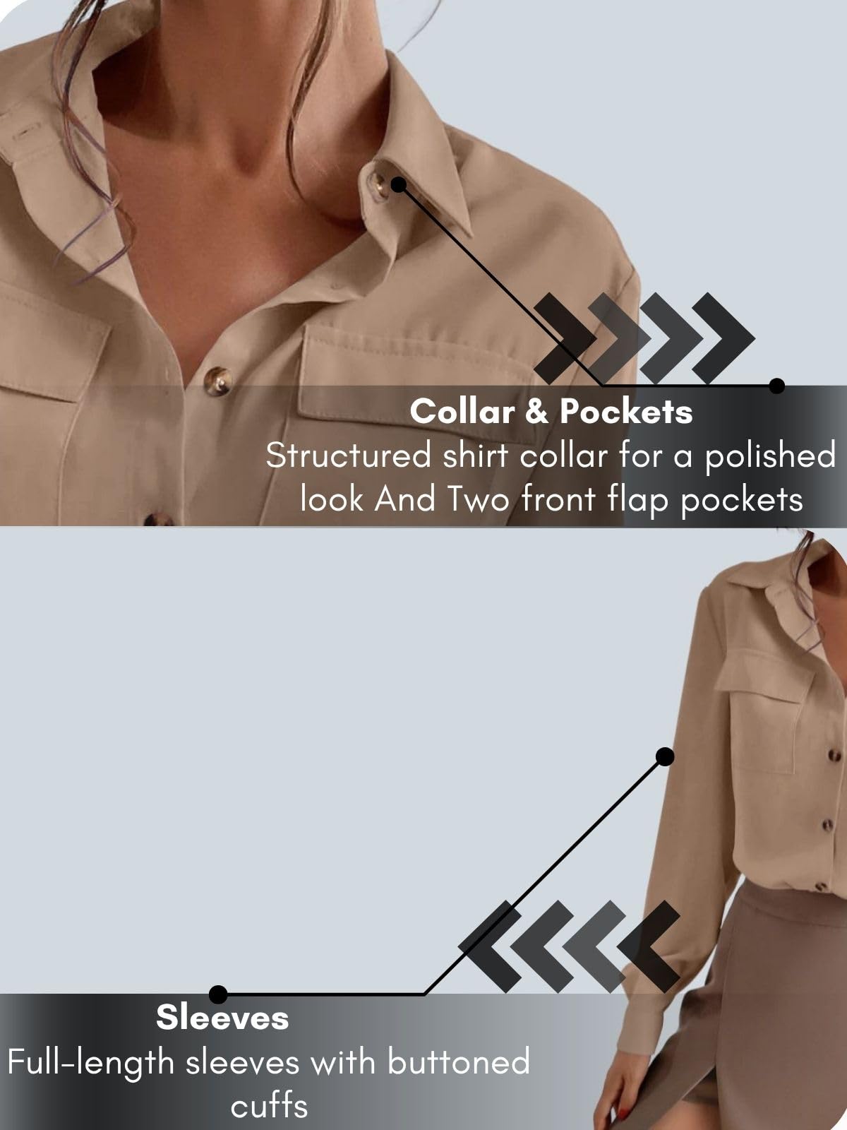 GRECIILOOKS Beige Button-Down Shirt for Women - Image 5