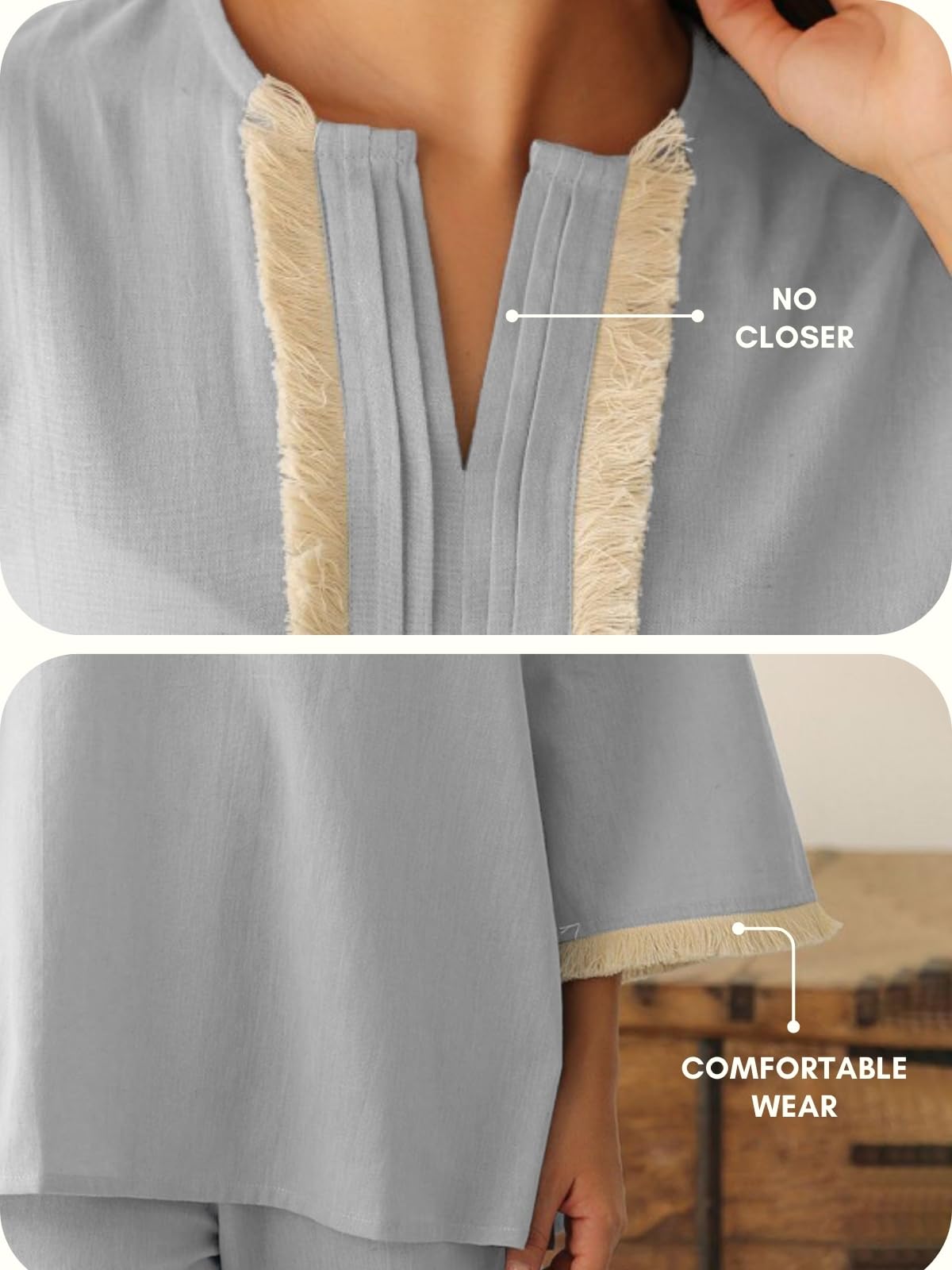 GRECIILOOKS Cotton Coord Set for Women - Light Blue - Image 5