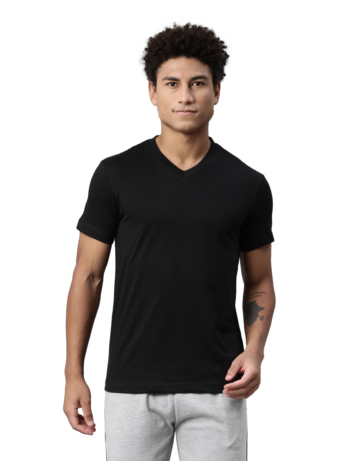 Levi's Men Black Cotton V-Neck T-Shirt