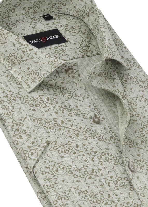 MARK & ALBERT Men's Cotton Slim Fit Shirt - Blue - Image 4