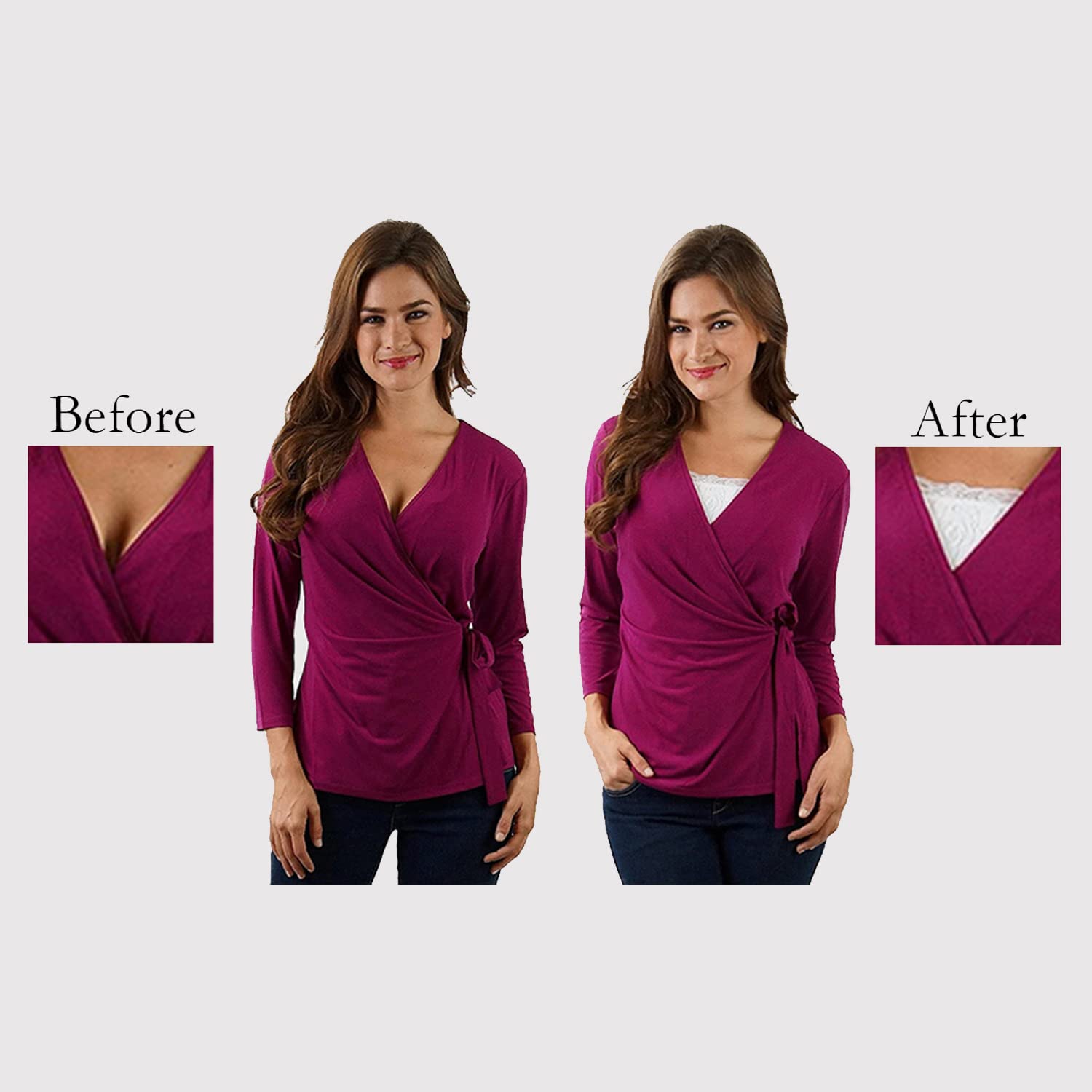 FIMALIA Women's Cotton Clip-on Mock Lace Camisole - Black - Image 4