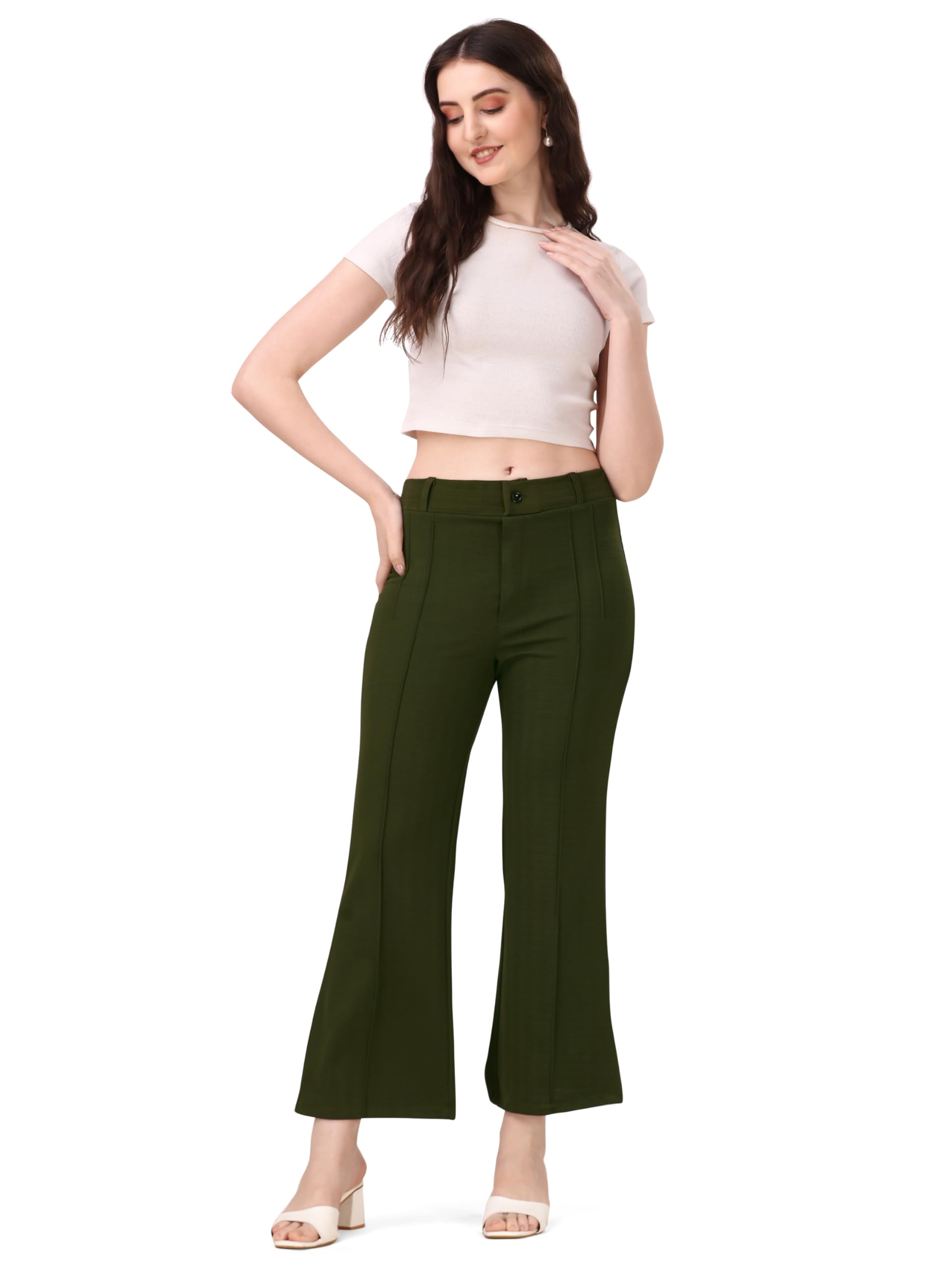 Mehrang Cotton Blend Bootcut Trousers for Women - Image 5