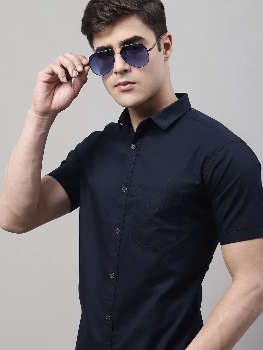 Majestic Man Cotton Shirt for Men - Navy Blue - Image 2